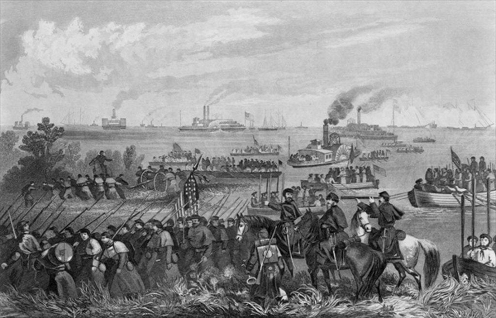 Detail of Landing of troops on Roanoke Island, Burnside Expedition, 8th February 1862 by William Momberger