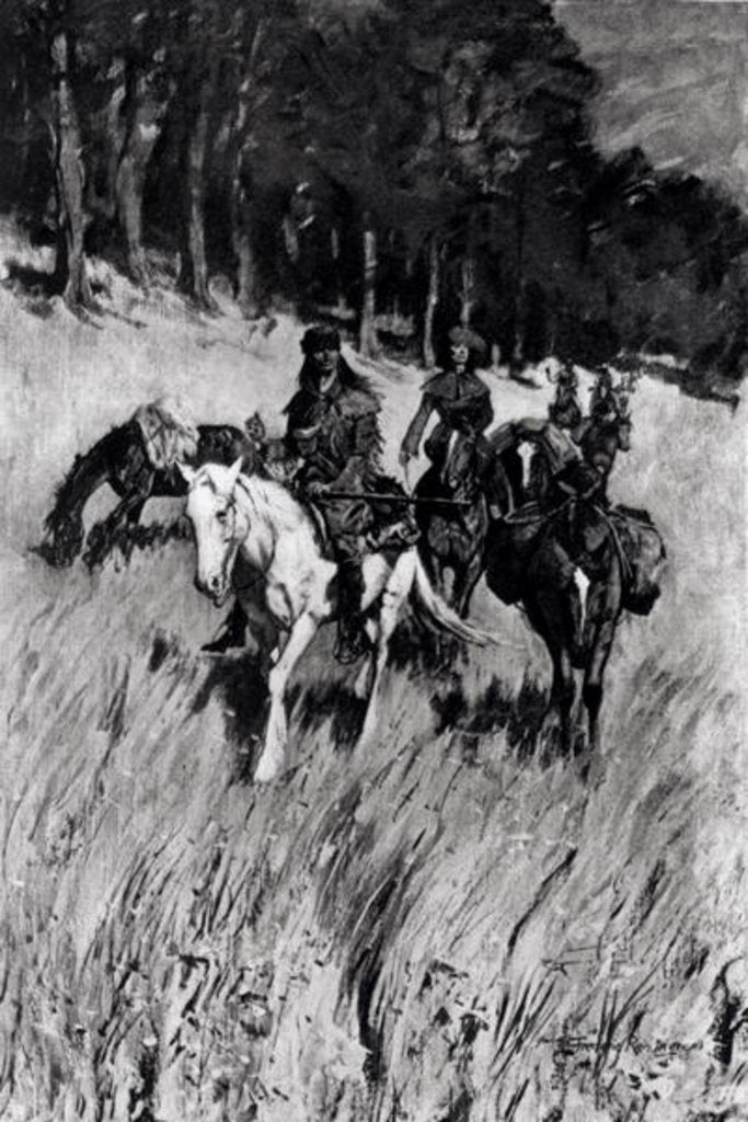 Detail of Early Pioneers on the Blue Ridge by Frederic Remington (after)