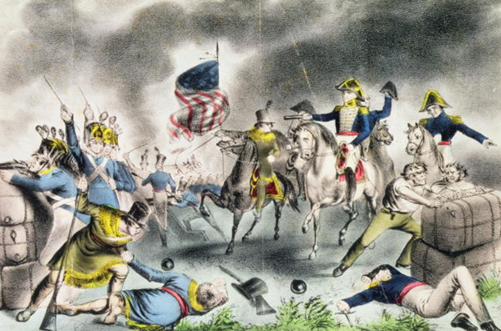Detail of The Battle of New Orleans, January 8th 1814 pub. by Nathaniel Currier by American School