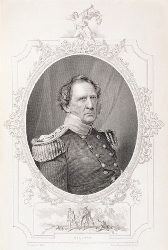 Detail of Winfield Scott from 'The History of the United States', Vol. II, by Charles Mackay, engraved by Charles Holl from a daguerrotype by Mathew (after) Brady