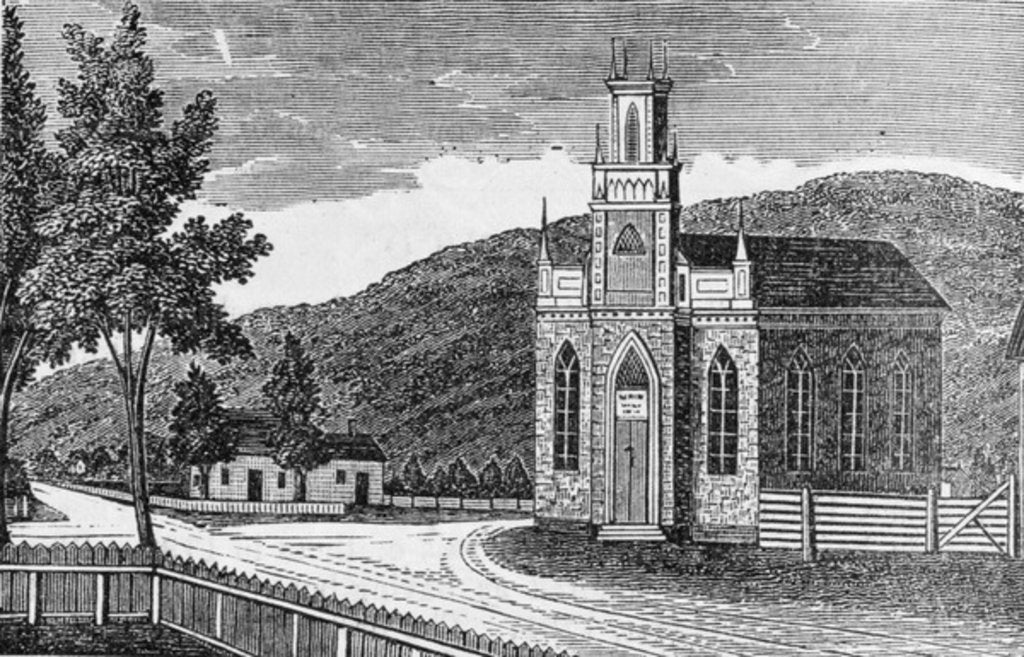 Detail of North-east view of the Episcopal church, Kent by American School