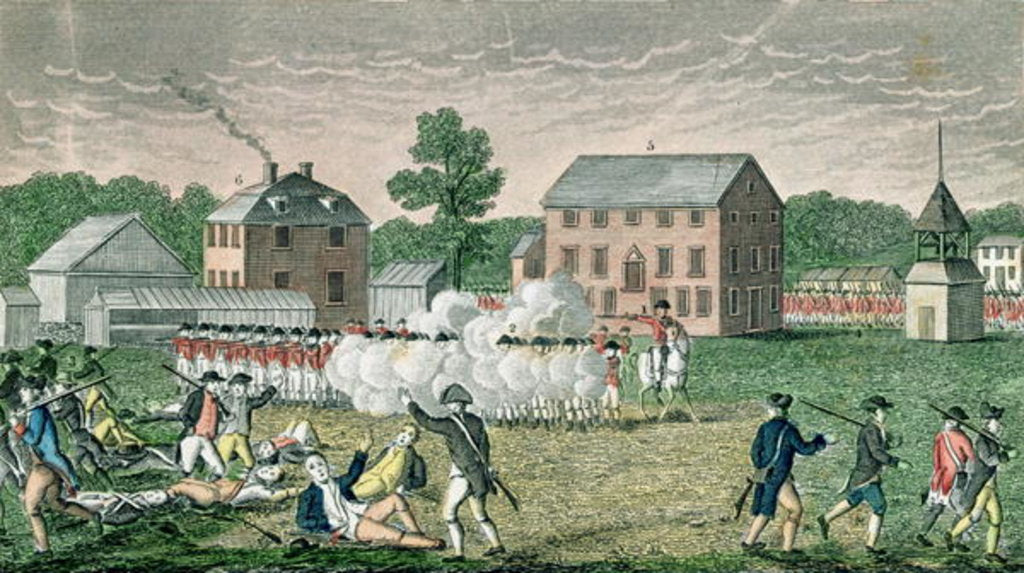 Detail of The Battle of Lexington, April 19th 1775, 1832 by American School