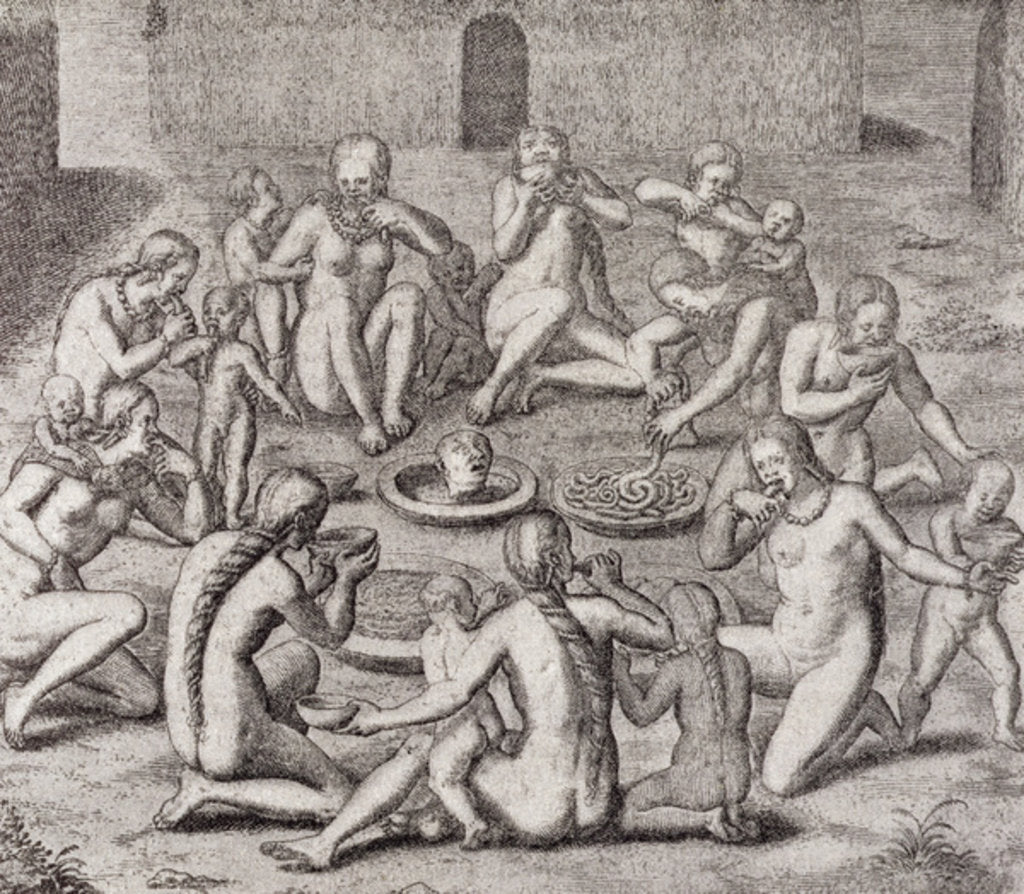 Detail of Eating the Flesh of a Prisoner According to the Old Historian, from Gottfried's 'Historia Antipodum', pub. 1655 by German School