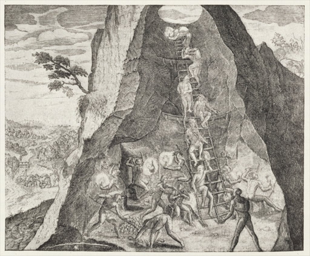 Detail of Quaint Picture of the Toilers in the Mines of Potosi, from Gottfried's 'Historia Antipodum', pub. in 1655 by German School