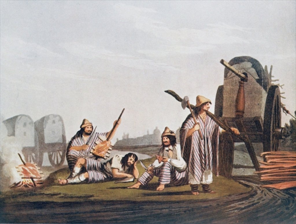 Detail of Gauchos of Tucuman, reproduced from Vidal's 'Picturesque Illustrations of Buenos Aires and Montevideo', pub. in 1820 by American School