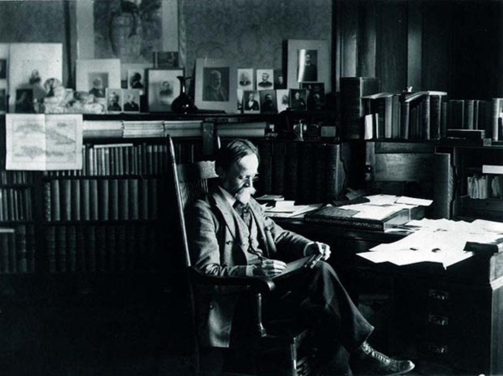 Detail of George Washington Cable in his study, photographed by A.J. Schillare, c.1898 by Anonymous