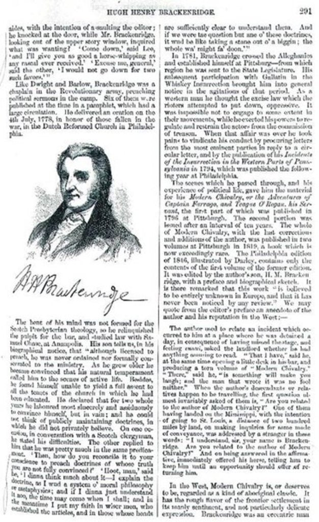 Detail of Hugh Henry Brackenridge from 'Cyclopedia of American Literature', by Evert Augustus Duyckinck 1855 by American School