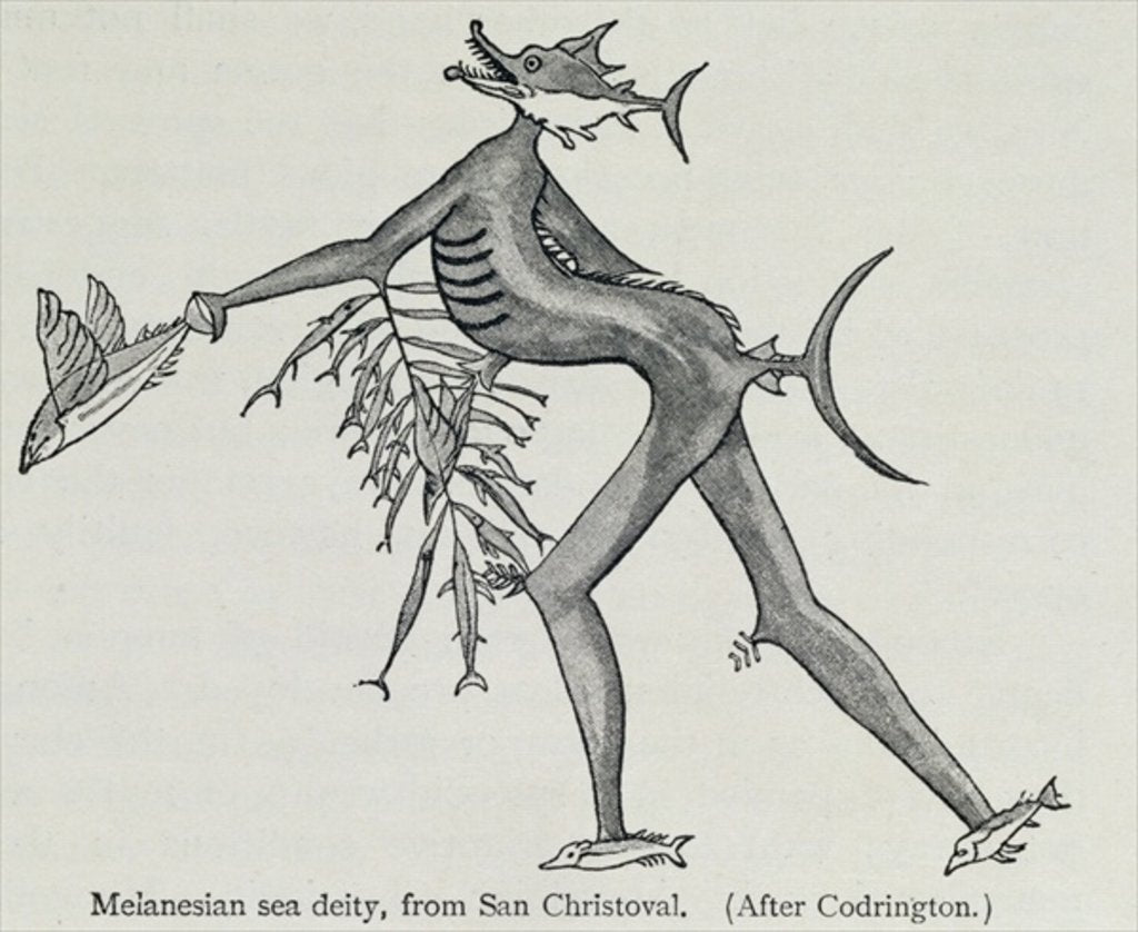 Detail of Melanesian sea deity by English School