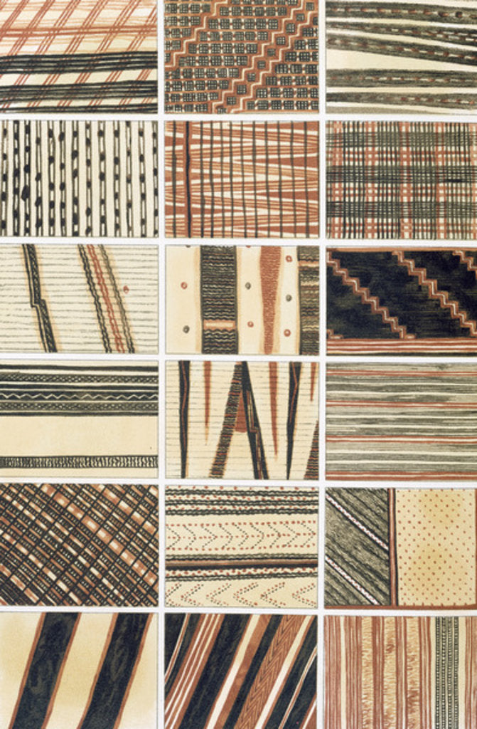 Detail of Pattern of Polynesian tapa, from Cook's collection by English School