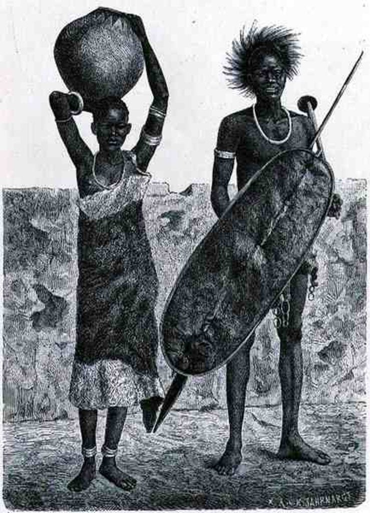 Detail of Shillook warrior and girl by Richard Buchta (after)