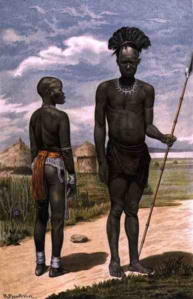 Detail of Bari warrior and wife by Richard Buchta