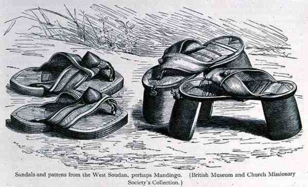 Detail of Sandals and pattens from the West Soudan, possibly Mandingo by English School