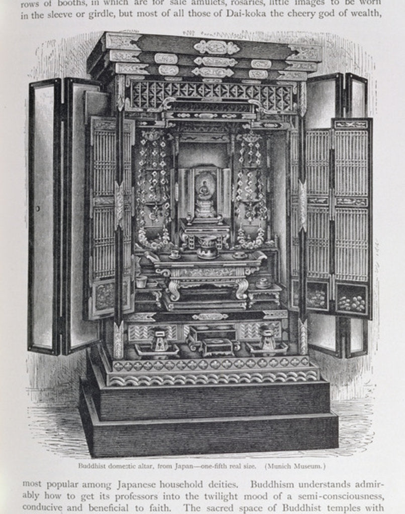 Detail of Buddhist domestic altar by English School