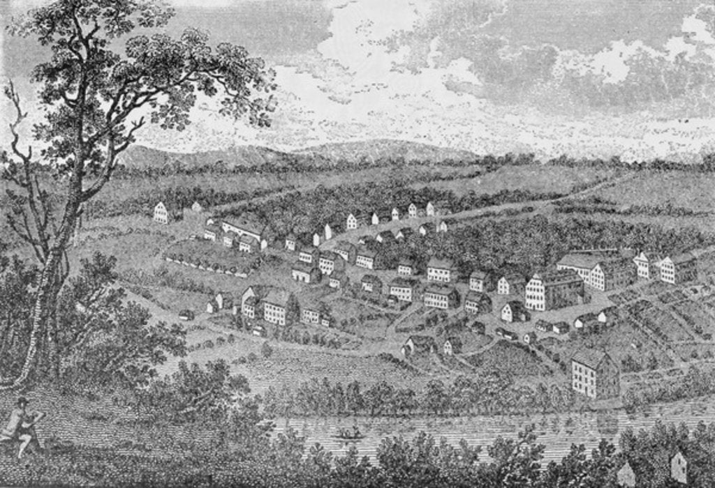 Detail of Bethlehem, a Moravian settlement in Pennsylvania by (after) American School