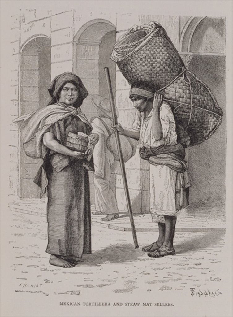 Detail of Mexican Tortillera and Straw Mat Seller by Etienne Ronjat