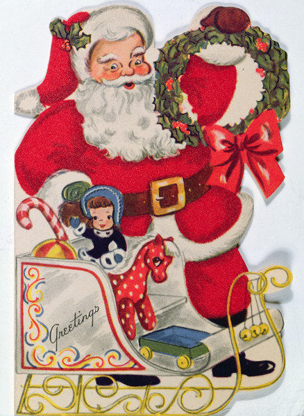 Detail of Father Christmas wishing you a Merry Christmas by Anonymous