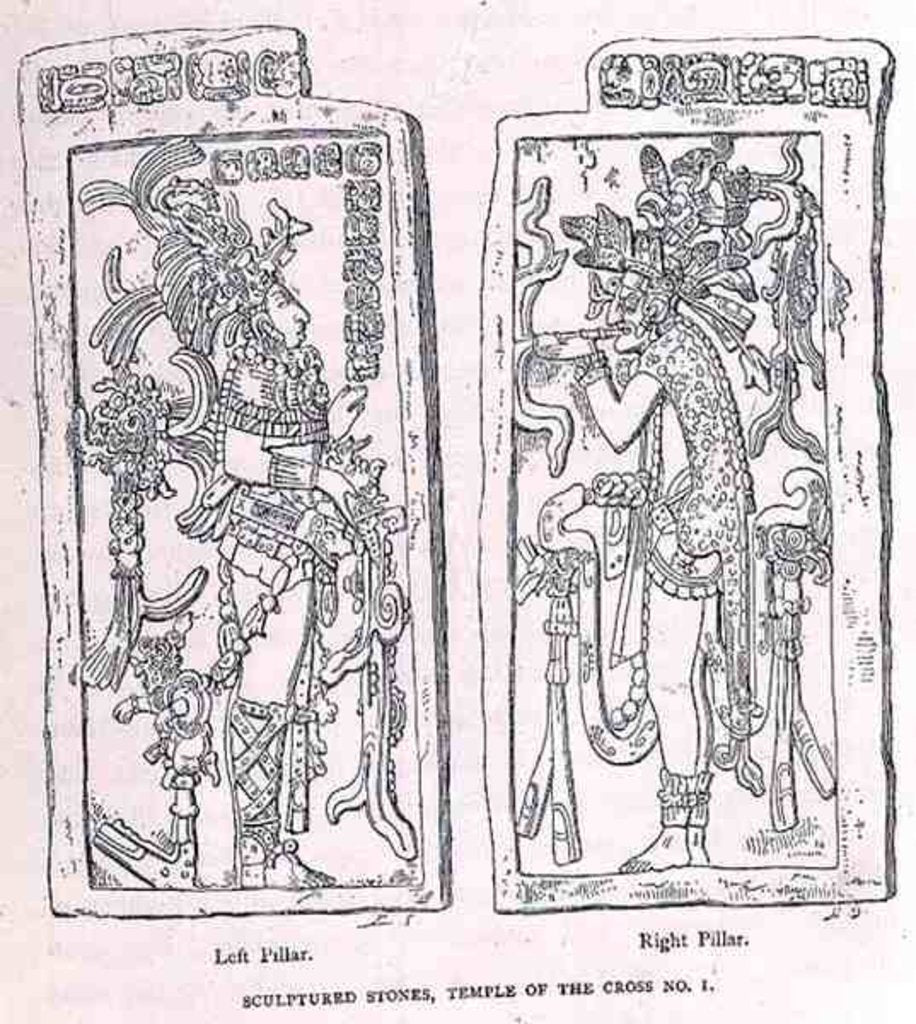 Detail of Sculptured Stones from the 'Temple of the Cross', Palenque by French School