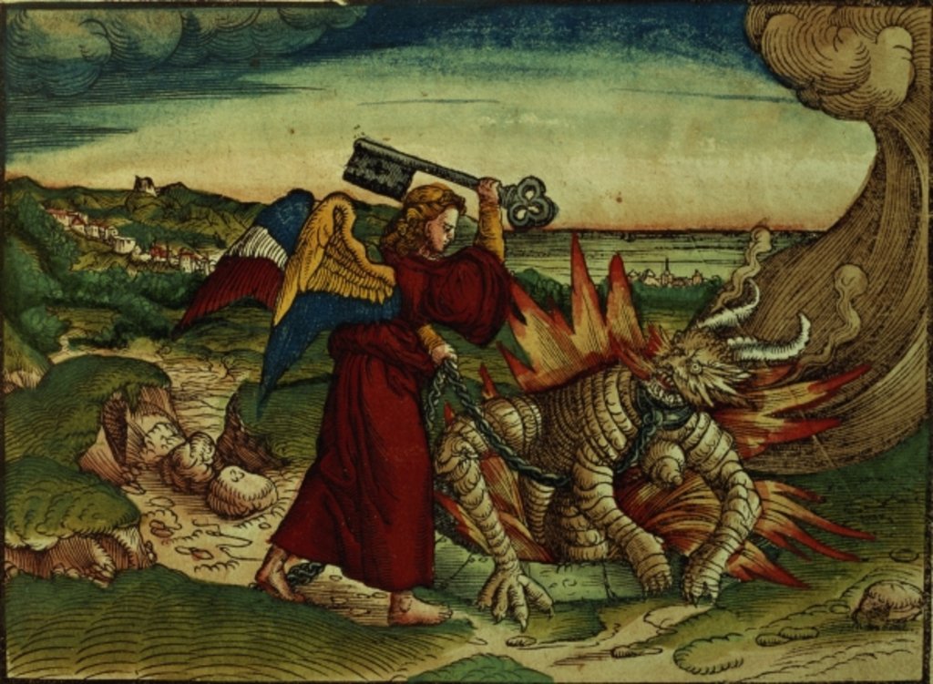 Detail of Revelation 20:18 Key of the bottomless pit by German School