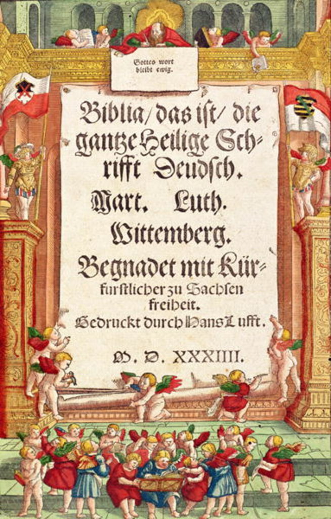 Detail of Title page from the Luther Bible, c.1530 by German School
