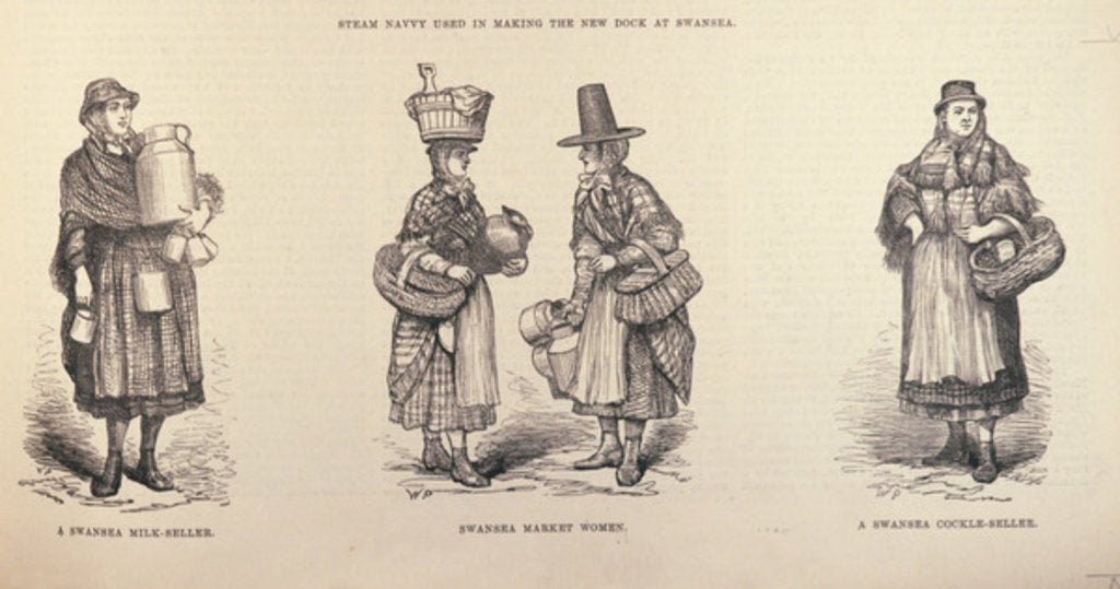 Detail of Swansea Milk-Seller, Swansea Market Woman and Swansea Cockle-Seller by English School