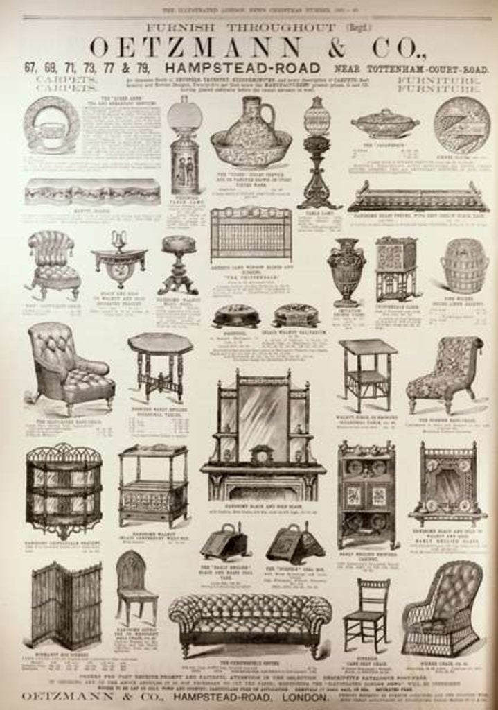 Detail of Advertisement for Oetzmann & Co. by English School
