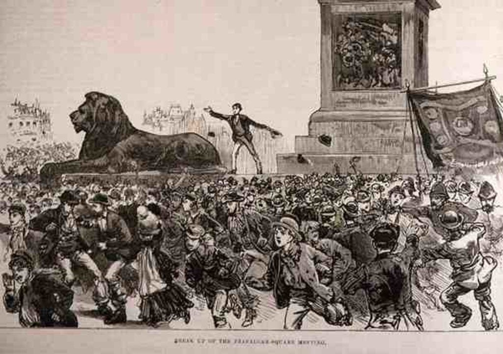 Detail of Riots in the West End of London: Break Up of the Trafalgar Square Meeting by English School