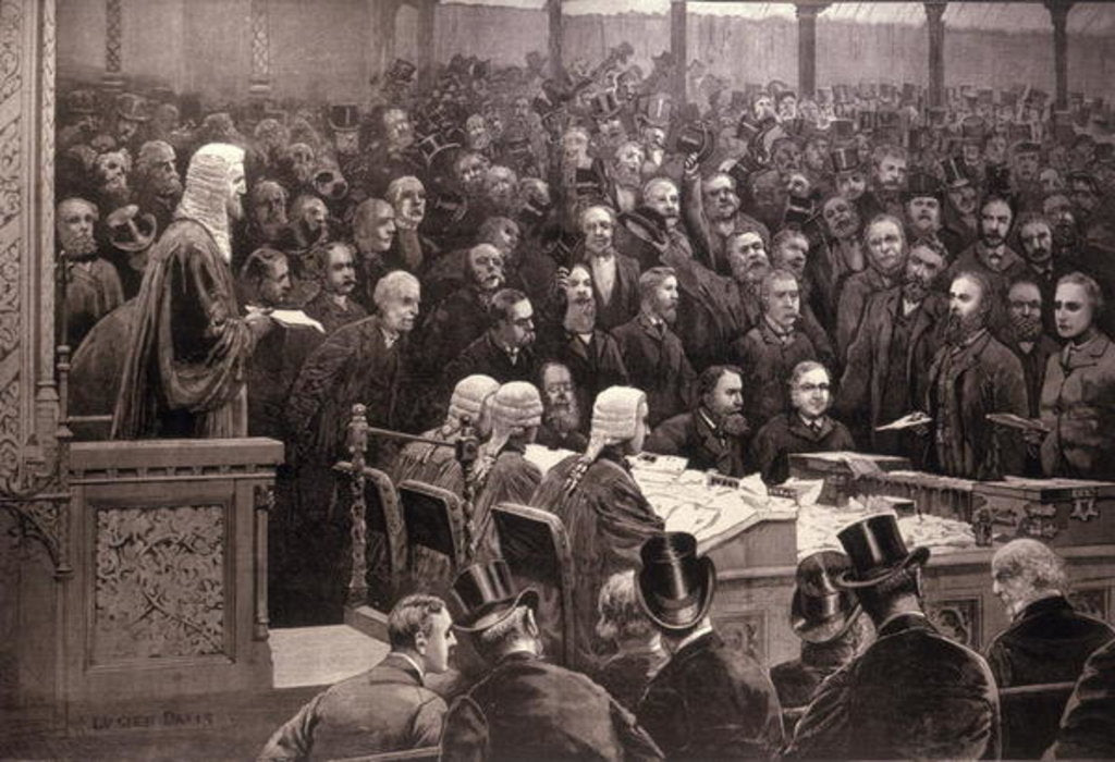 Detail of The Division in the House of Commons on the Irish Home Rule Question, 'The Ayes; 311, the Noes; 341' by English School