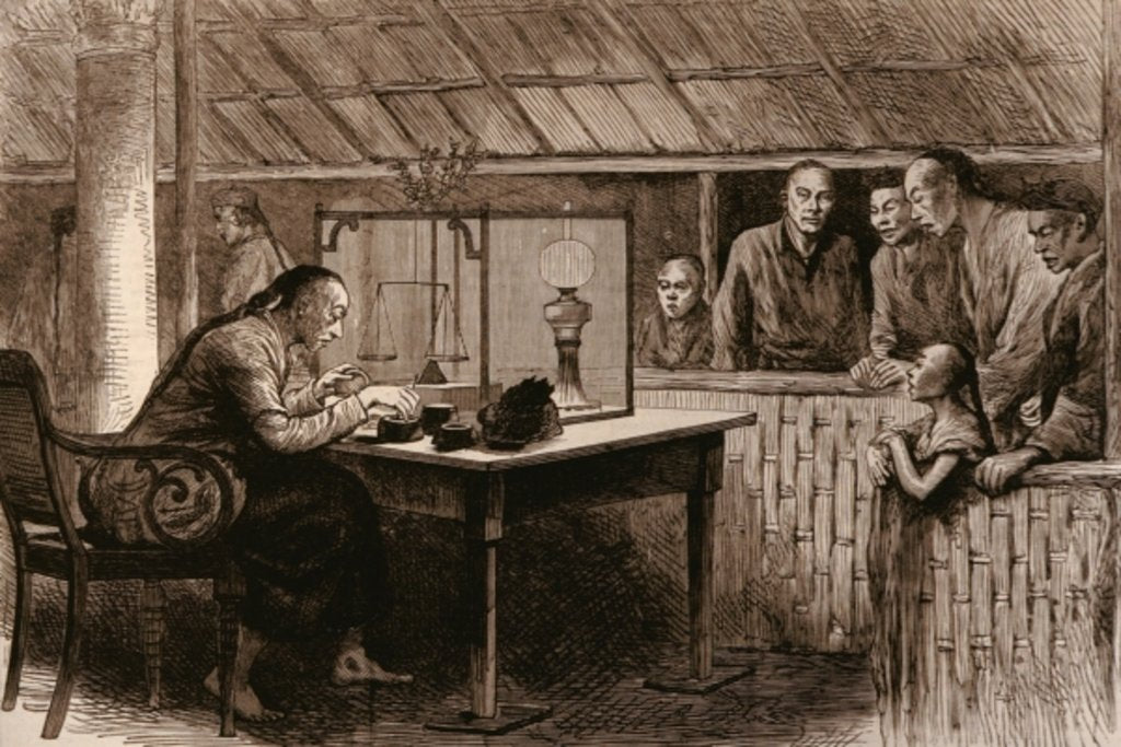 Detail of The Opium Traffic: Chinese Selling Opium by English School