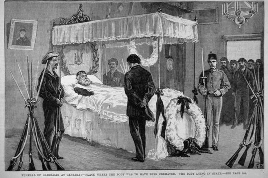 Detail of The Funeral of Garibaldi at Caprera: The Body Lying in State by English School