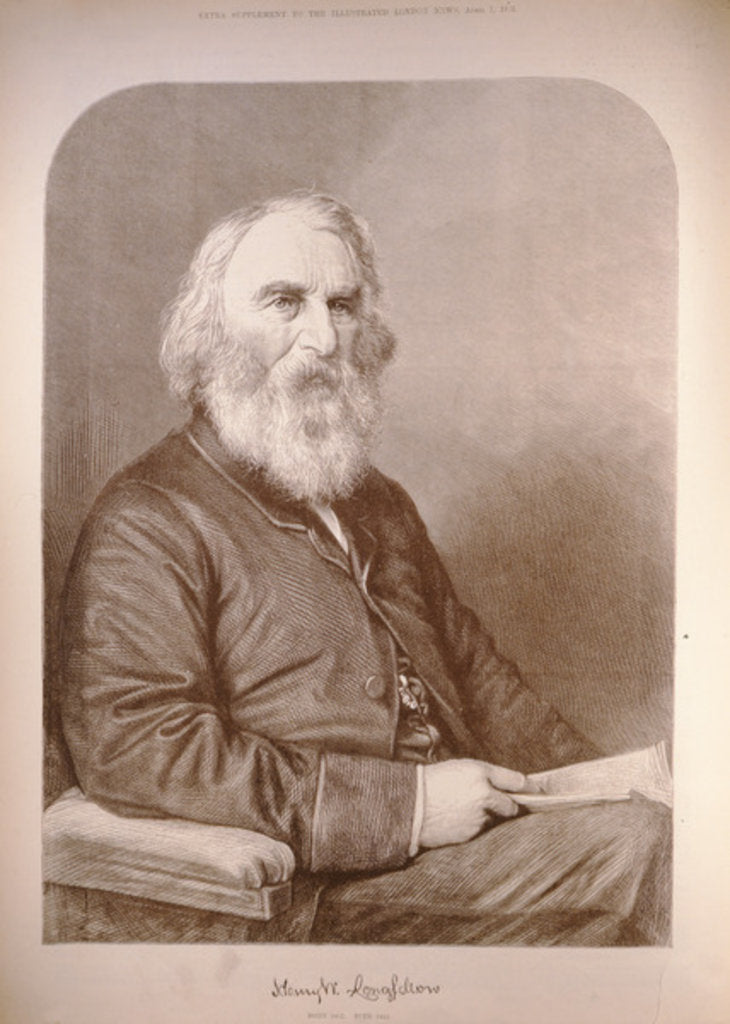 Detail of Henry Wadsworth Longfellow from 'The Illustrated London News', 12th January 1882 by English School