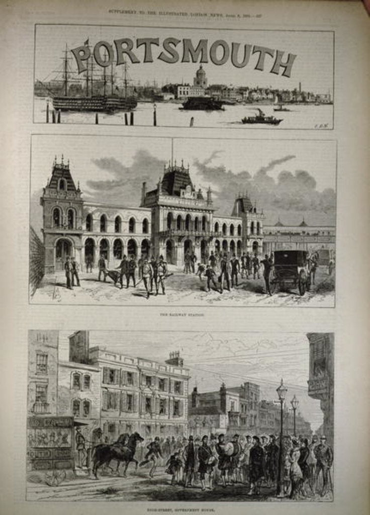 Detail of Portsmouth: The Railway Station and the High Street, Government House by English School