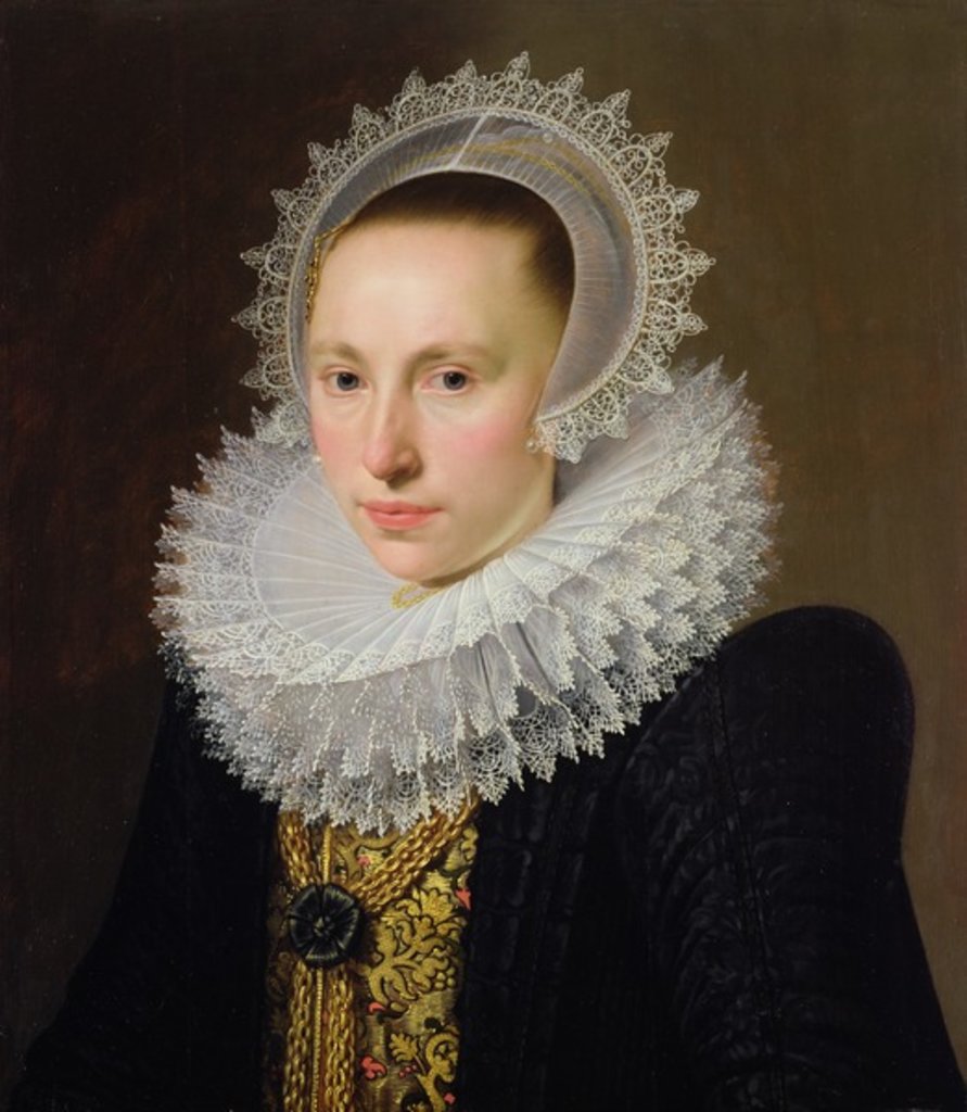 Detail of Portrait of a Lady by Cornelis van der Voort