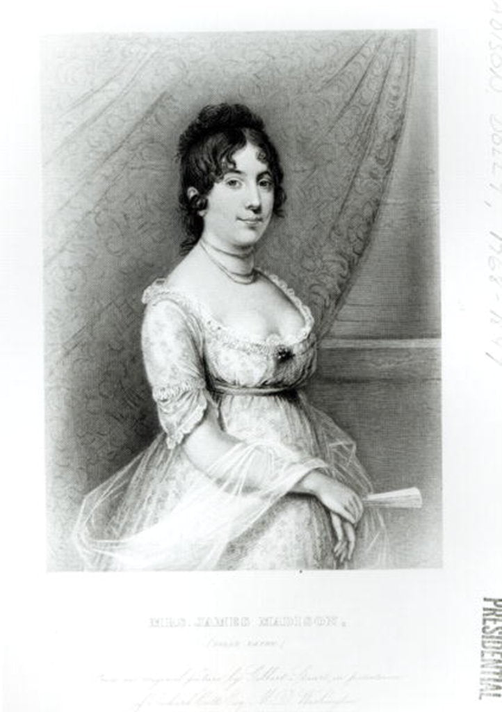 Detail of Mrs James Madison, Dolley Payne, c.1804-55 by Gilbert (after) Stuart
