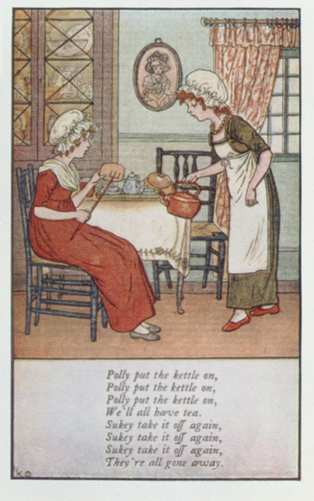 Detail of Polly put the kettle on by Kate Greenaway