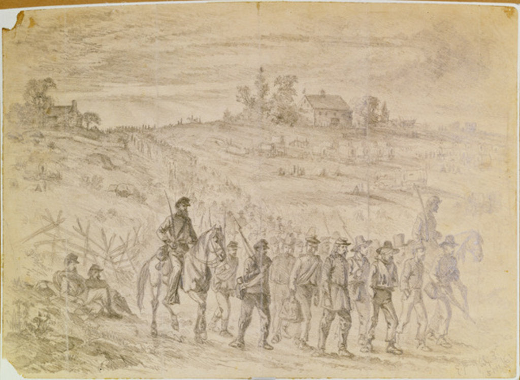 Detail of The Battle of Gettysburg: Prisoners Belonging to General Langstreet's Corps Captured by Union Troops Marching to the Rear Under Guard by Edwin Austin Forbes