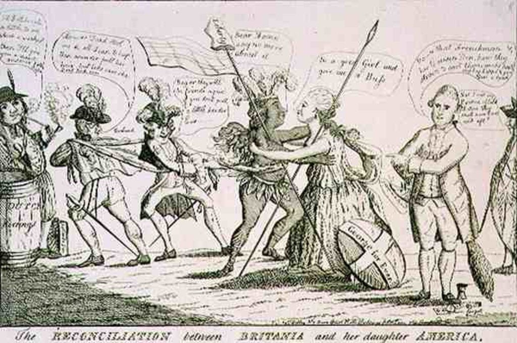 Detail of The Reconciliation Between Britannia and her Daughter America, pub. by W. Richardson, 11th May 1782 by Thomas Colley