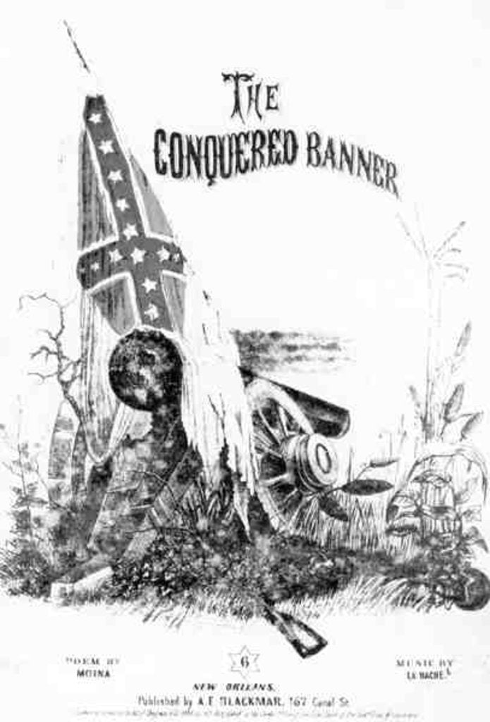 Detail of Sheet Music Cover for 'The Conquered Banner', poem by Moina, music by La Hache, pub. by A. E. Blackmar, 1862 by American School