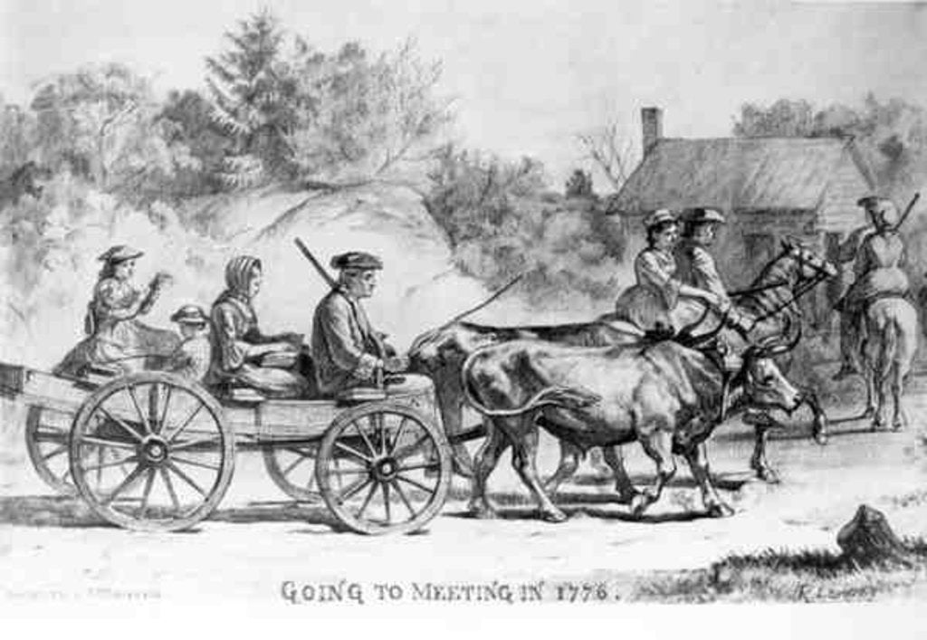 Detail of Going to Meeting in 1776, 1876 by American School