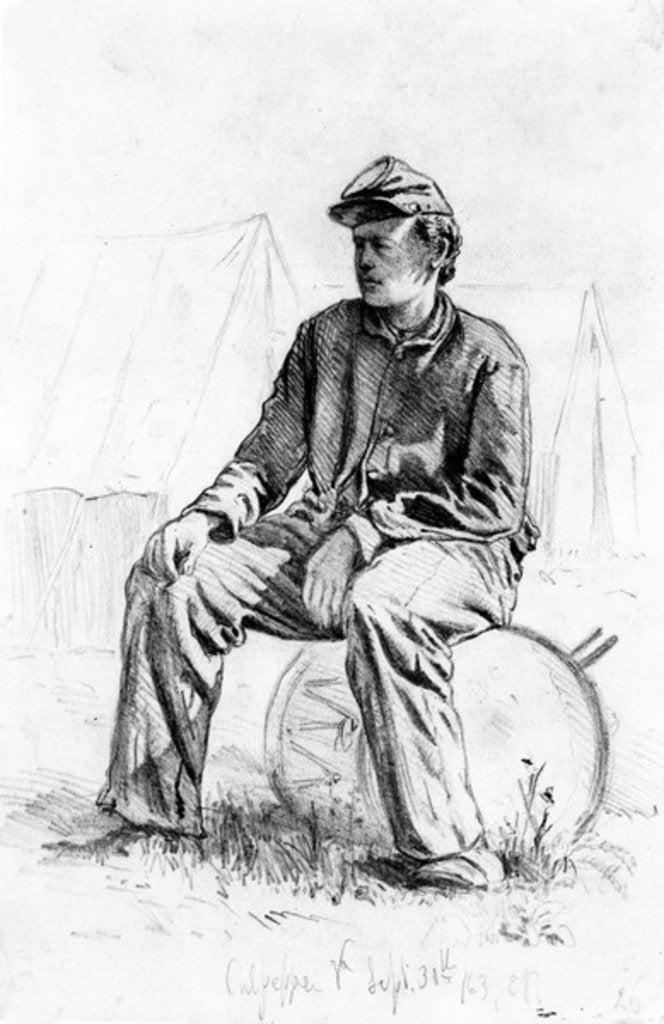 Detail of Drummer Boy Taking a Rest During the Civil War by Edwin Austin Forbes