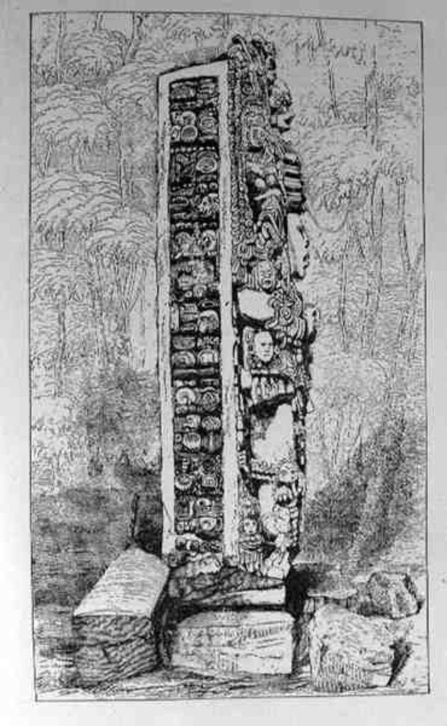 Detail of Representation of Mayan Hieroglyphics on a Stele by English School