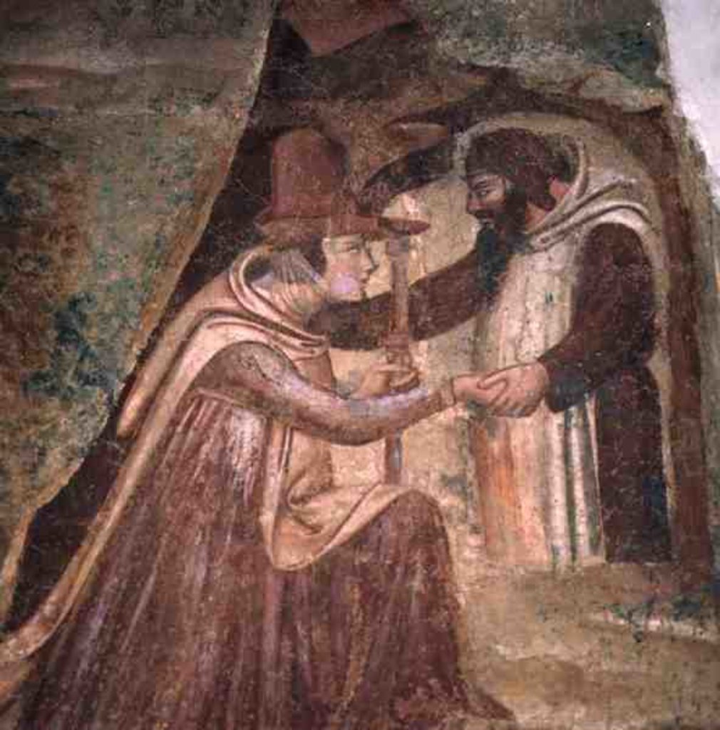 Detail of Pilgrim with a Monk, 1360-1370 by Master of the Triumph of Death