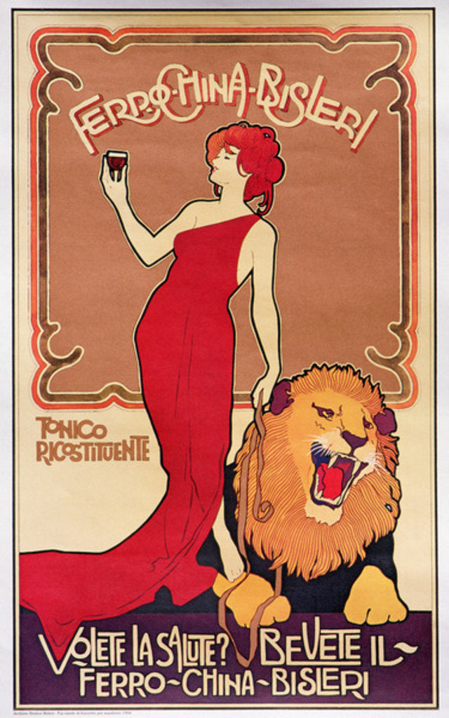 Detail of Poster advertising 'Bislieri Liqueur' 1904 by Italian School