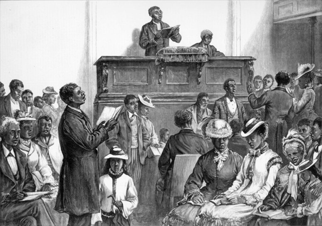 Detail of American Sketches: An African American Congregation at Washington by American School