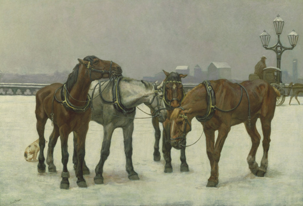Detail of Cab Horses on the Seine by Cecil Brown
