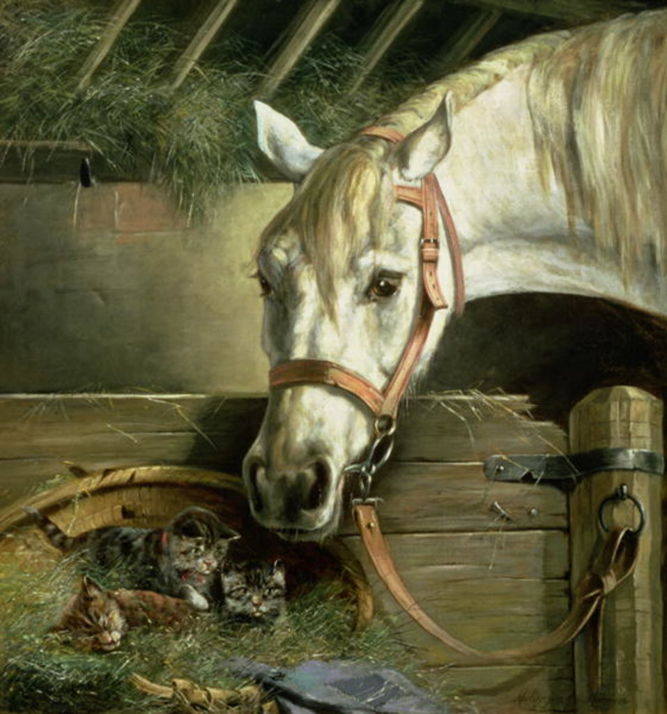 Detail of Horse and kittens, 1890 by Moritz Muller