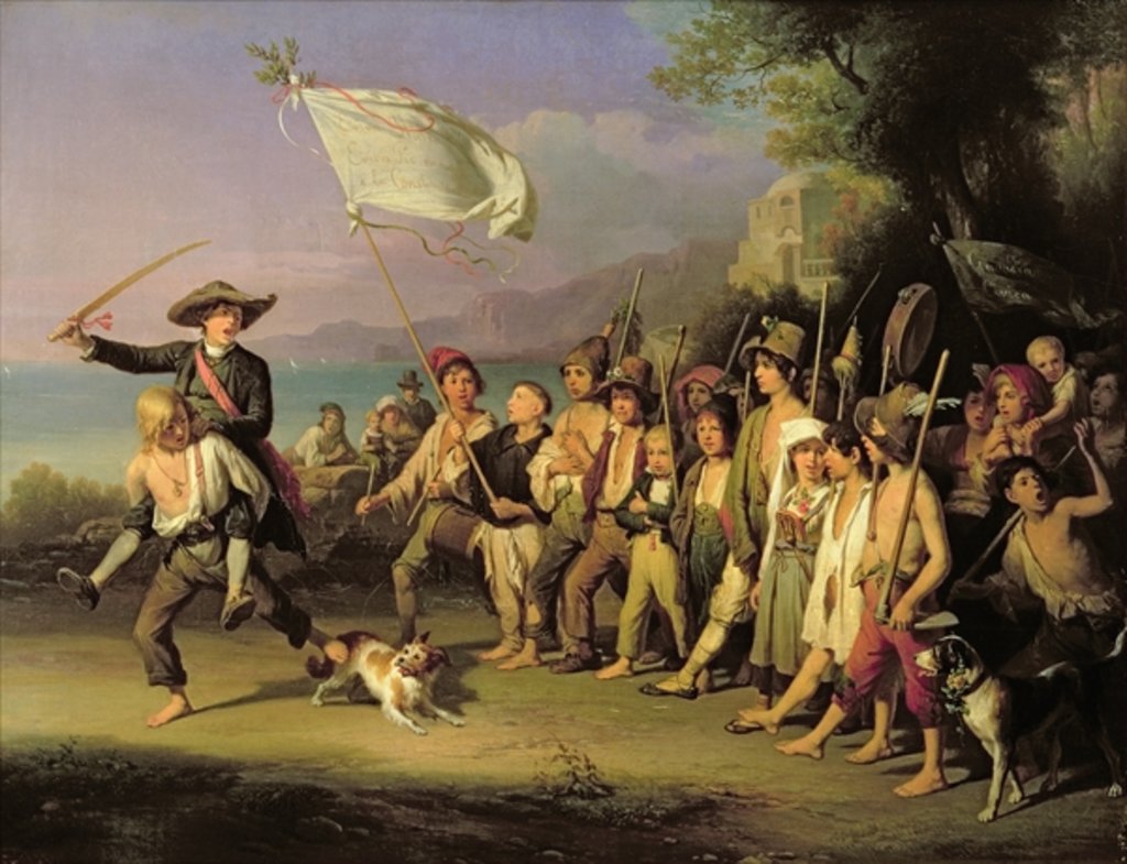 Detail of Playing at Soldiers, Roman Revolution 1848 by J. Kirner