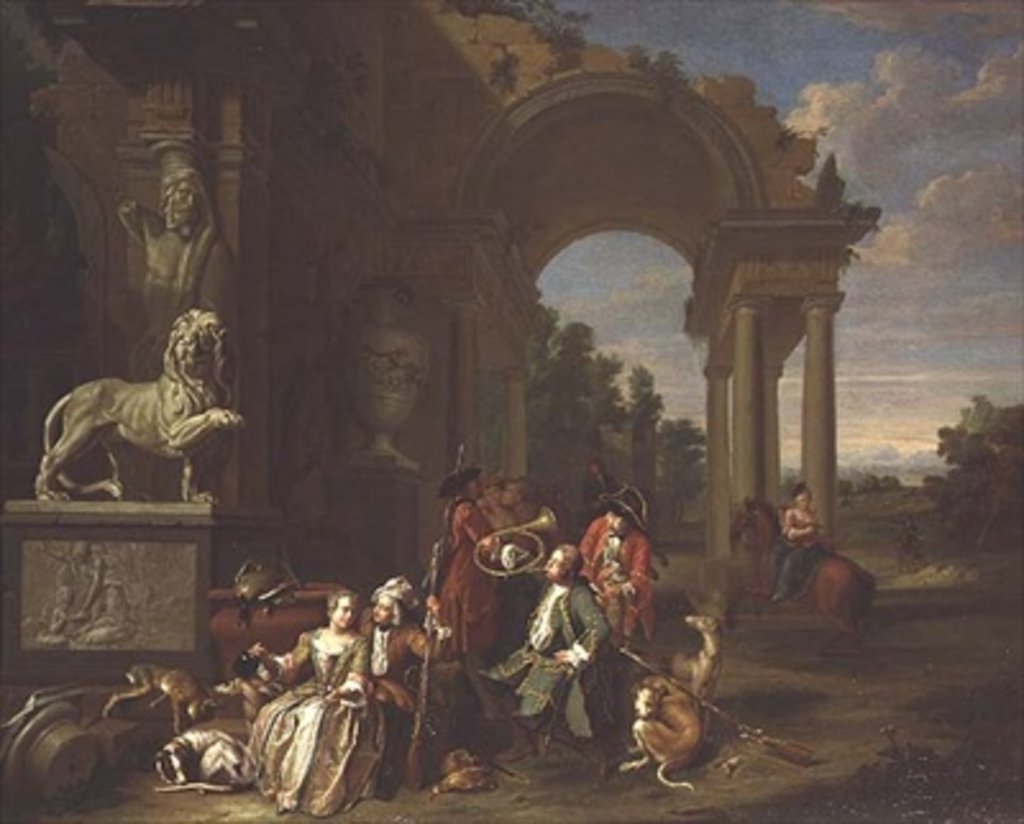 Detail of A Hunting party in classical ruins by Peter Jacob Horemans