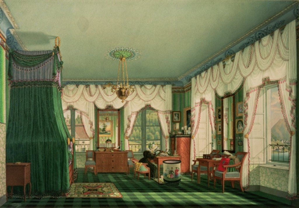 Detail of The Bedroom of Elizabeth of Bavaria, Schloss Tegernsee. c.1840 by Franz Xavier Nachtmann