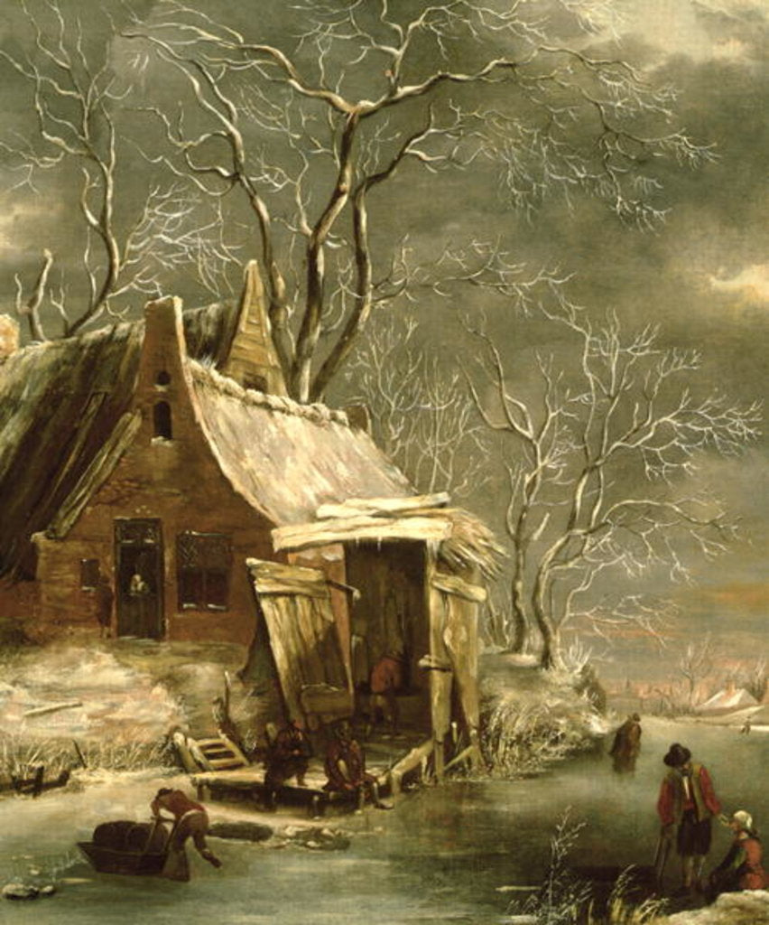 Detail of Amsterdam, winter scene, 17th century by Jan Beerstraten