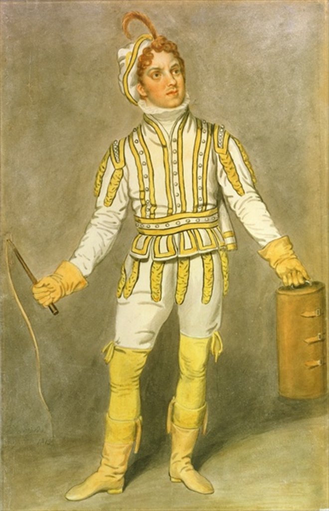 Detail of John Pritt Harley as Pedrillo in 'The Castle of Andalusia' by John O'Keeffe at the Lyceum Theatre, 1815 by Samuel de Wilde